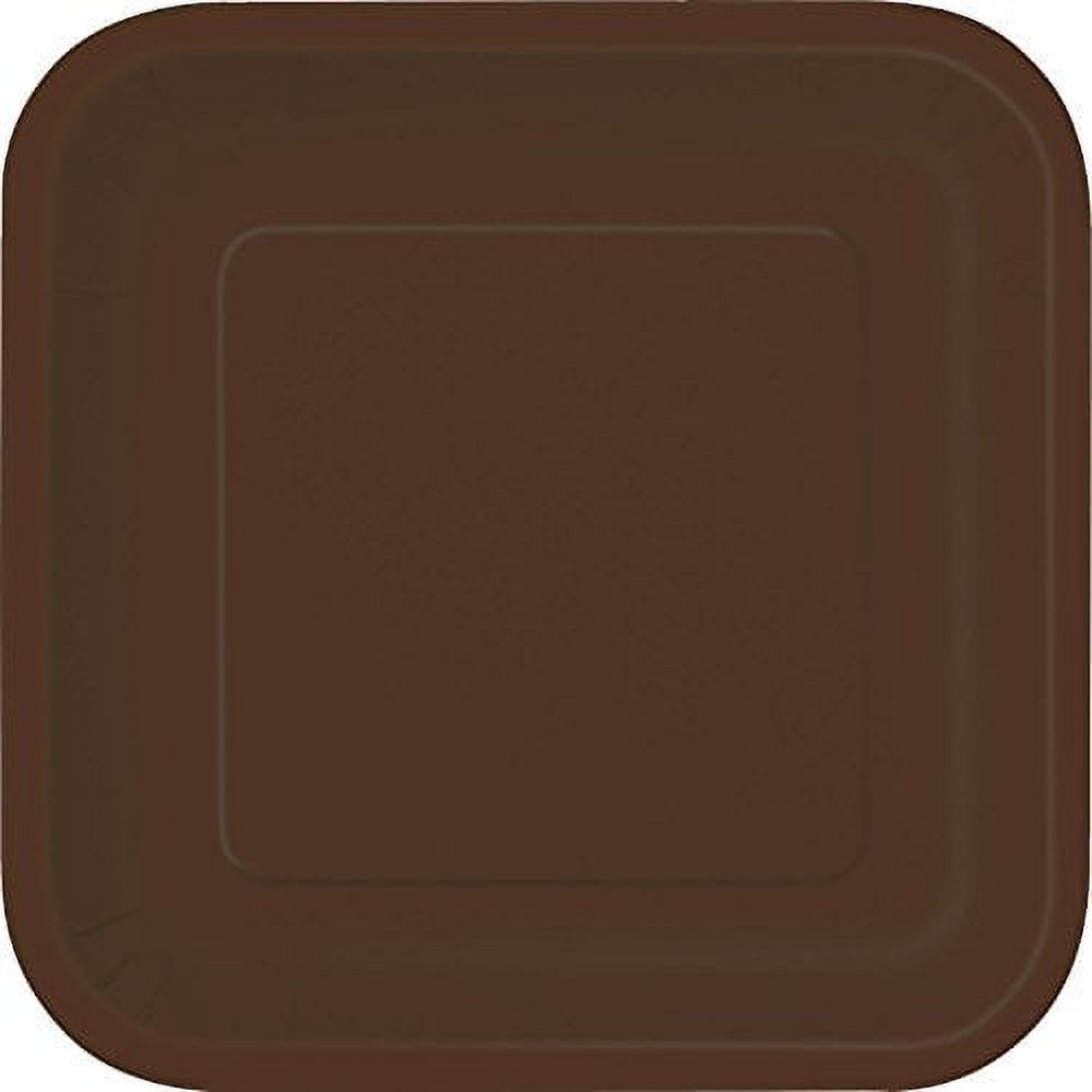 Unique Industries Square Disposable Paper Plates, 9", Brown, 14 Count
