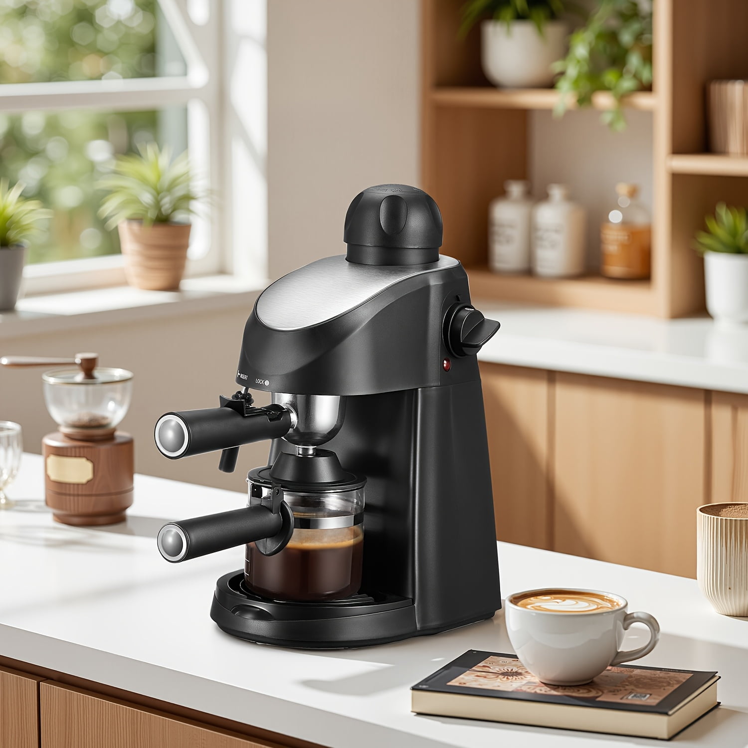 Gourmia 4-Shot Steam Espresso, Cappuccino, and Latte Maker with