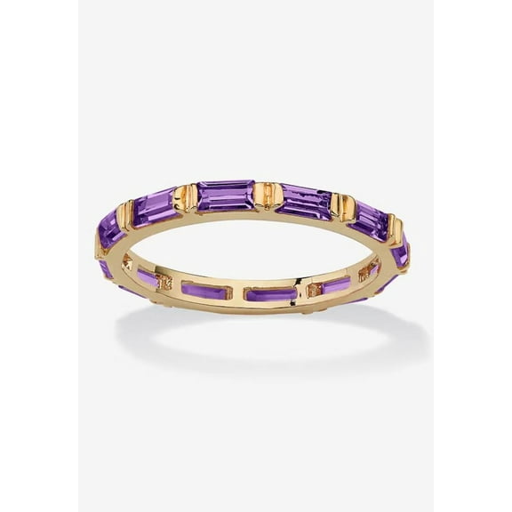 Amethyst Full Eternity Wedding Band 14k Yellow Gold Plated baguette Gemstone Ring May Birthstone Anniversary Gifts Handmade Ring