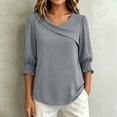 thumbnail image 3 of Cilsoka 3/4 Length Sleeve Womens Tops Asymmetric Square Neck Dressy Casual Blouses Business Work Shirts with Smocked Cuffs, 3 of 6