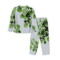 thumbnail image 2 of Disketp Pajamas Set Long Sleeve Sleepwear Womens Button Down Nightwear Pj Sets-Watercolor Green Leaves, 2 of 9