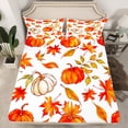 thumbnail image 2 of Manfei Orange Pumpkin Bed Sheets,Autumn Fall Leaves King Sheets,Halloween Fruit Sheet Set,Microfiber Bedroom Decor,4-Piece, 2 of 7