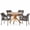 Multibrown/Teak, variant on GDF Studio Pia Outdoor Wicker and Acacia Wood 5 Piece Dining Set, Gray