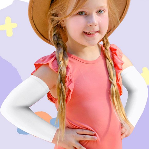 Oleegame 1PC Pretty Apron Children's Sleeve Elastic Sunscreen Arm Sleeve Suitable For Children Outdoor Sports Arm Sleeve Bright Colors