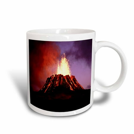 Hawaiian Mugs - 3dRose Hawaii Volcano Eruption at Night, Ceramic Mug, 11-ounce