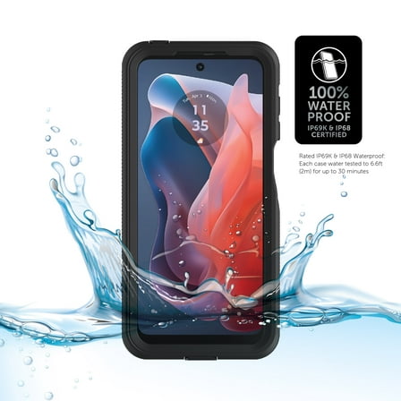 Body Glove Tidal Waterproof Phone Case for Motorola moto g PLAY (2024) - Black/Clear