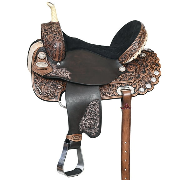 16 In Western Horse Saddle American Leather Treeless Trail Barrel Hilason