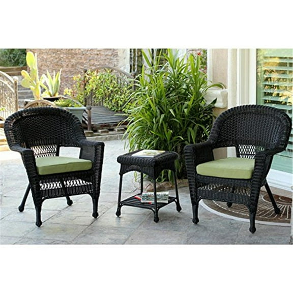 Patio Chair Set Outdoor Lounge Seating with Table - 3 Piece Resin Wicker Furniture