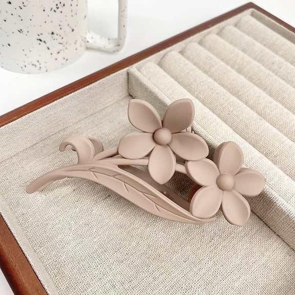 4 pc Flower Plastic Large Claw Hair Clips Hair Accessories for Women & Girls BurlyWood 115x55mm