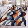 thumbnail image 3 of 4x6 Area Rugs, Navy Blue Burnt Orange Non-Skid Rubber Backing Large Rectangle Rugs - Living Room Bedroom Home Office, Retro Geometric Abstract Indoor Floor Mat Carpets Washable Rug, 3 of 9