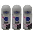 thumbnail image 2 of Nivea Black & White Pure Invisible Roll-On Deodorant for Women, Helps Protect Clothes from Marks, Clean Fresh Feminine Fragrance, 50ml - Pack of 3, 2 of 3