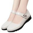 thumbnail image 5 of KIJBLAE Women's Comfortable Mary Jane Shoes Bowknot Decorated Flats Non-Slip Rubber Sole School Uniform Footwear Daily Loafers White 35, 5 of 7