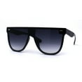 thumbnail image 3 of Flat Top Shield Horn Rim Hip Hop Sunglasses Black Smoke, 3 of 4