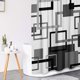 thumbnail image 4 of Juego de cortina de ducha geométrica gris con tapa de inodoro y alfombrillas antideslizantes, cortina de ducha abstracta cuadrada de 4 piezas para baño, decoración de baño de línea simple moderna, 4 of 7