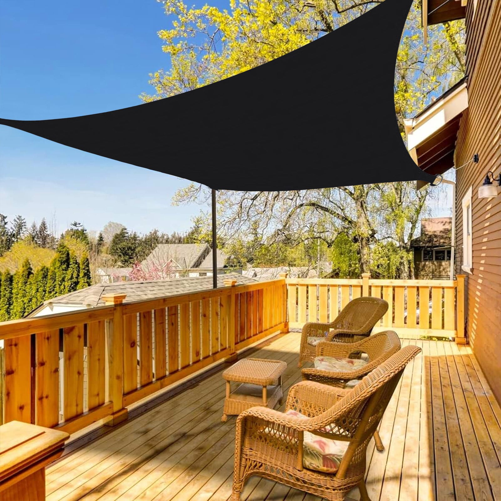 HBBKVI Sun Shade Cloth 98" × 98", Awning for Outdoor Swimming Pool Garden, UV Protection Sun Shade Sail Black