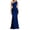 Blue, variant on Swanpen Women's One Shoulder Satin Evening Gown, Asymmetric Ruched Bodycon Maxi Dress for Formal Party