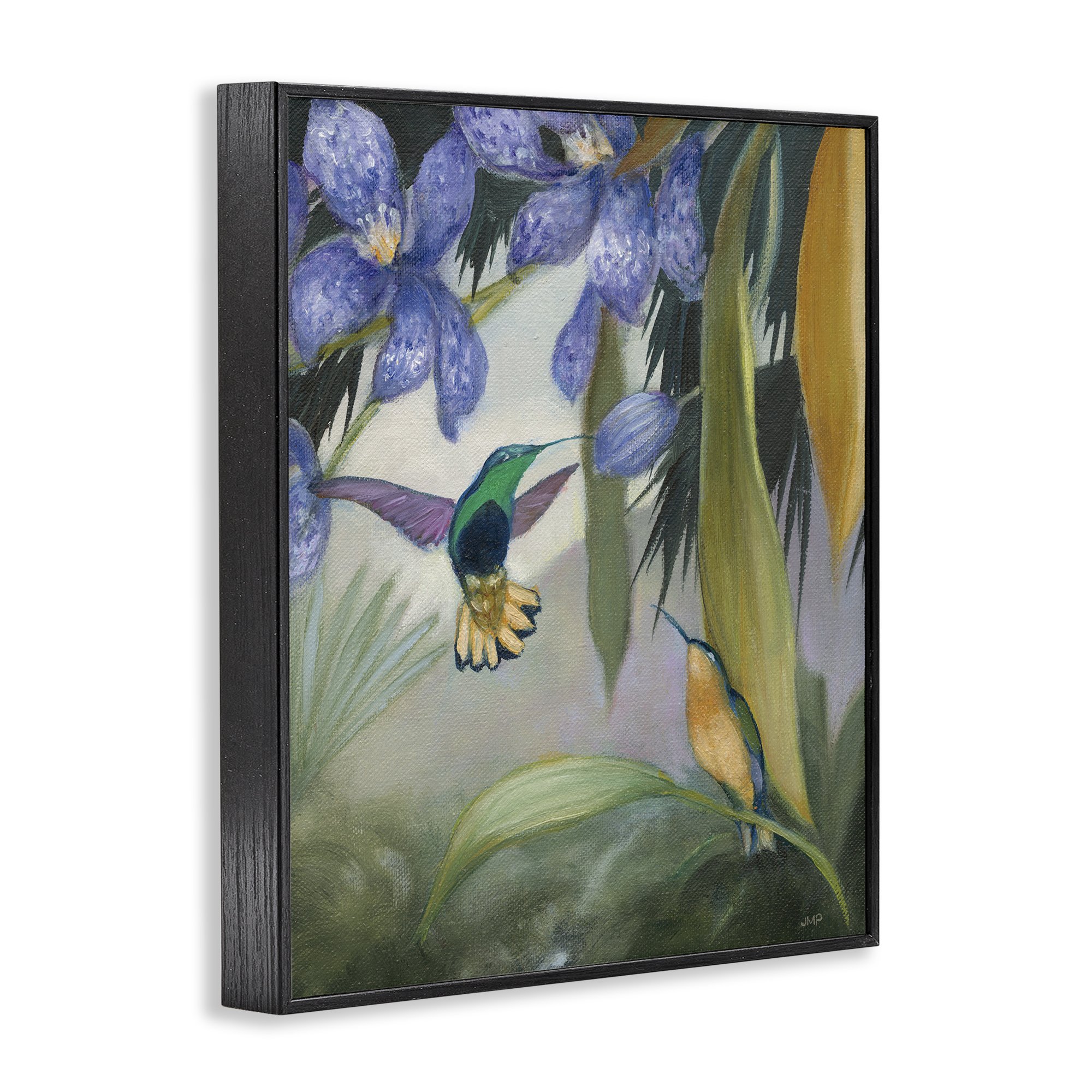 Stupell Industries Hummingbirds in Nature Landscape Painting Black Framed Art Print Wall Art, 24 x 30