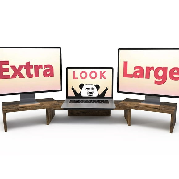 WESTREE Triple Monitor Stand Riser, Extra Long Monitor Stand for 3 Monitors, Dual Monitor Stand with Length and Angle Adjustable, 3 Shelf Desktop Storage Riser for Monitor Computer Screen Laptop