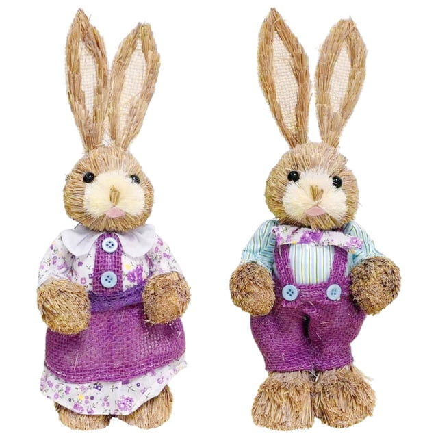 Conejo de Pascua de paja Sunnimix Decoración Foto Atrezzo Estatuas De Conejito Para Mesa C