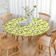 thumbnail image 3 of Yellow Lemon Fruit Flowers Yellow Pattern Round Fitted Tablecloth with Elastic Edge,Dining Table Cover Waterproof,Outdoor Round Tablecloth for Camping,Dining,Indoor and Outdoor, 3 of 7