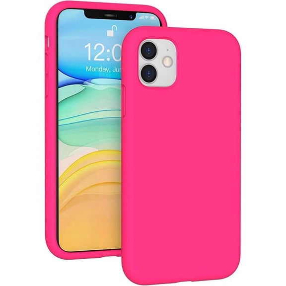 Entronix Silicone Case Compatible with iPhone 12 Mini, Protective Cover, Hot Pink