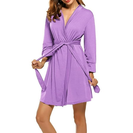 

Hotouch Women Robe Lightweight Long Knit Bathrobe Soft Sleepwear Ladies Loungewear XS-2XL Size:S