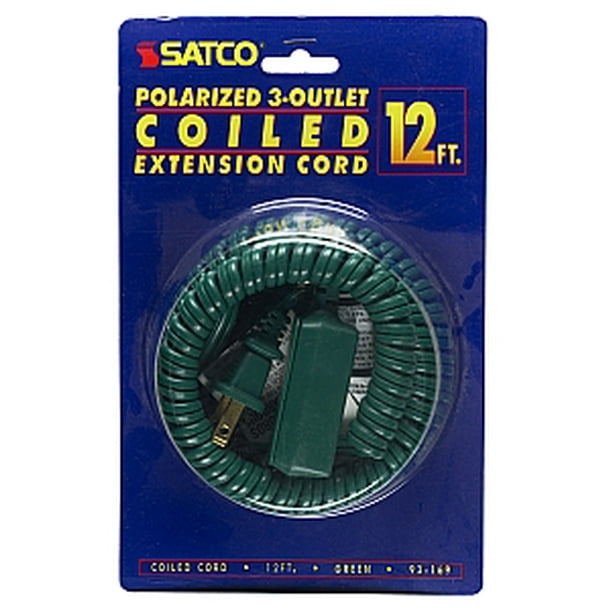 Satco 12 FT Coiled Extension Cord 13A 125V 1625W Max Green Walmart