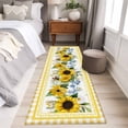 thumbnail image 4 of Sunflower 2'x6' Runner Rugs for Hallway Kitchen Bedside Non Slip Washable, Yellow Flowers Yellow Plaid Farmhouse Entryway Rug Runners with Rubber Backing, Long Carpet Runner for Laundry Room, 4 of 8