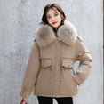 thumbnail image 4 of jsaierl Womens Winter Jacket Warm Overcoat Slim Faux Fur-Collar Zipper Thicker Coat Outwear, 4 of 9