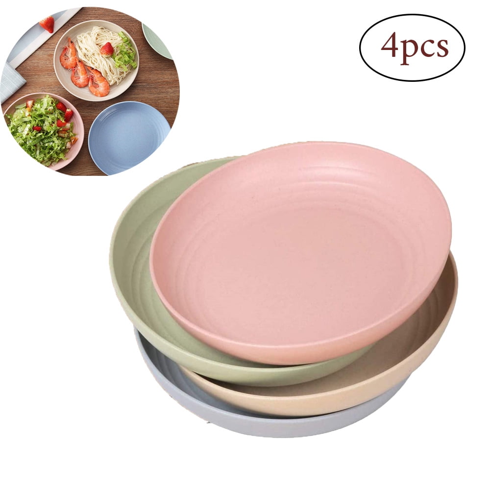 Greswe Wheat Straw Fiber Plate Set Of 4 22.3 Cm Degradable Healthy Plates Dinner Plates Menu Plates Microwaves Dishwasher Safe Dinner Dishes