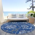 thumbnail image 6 of Addison Rugs Chantille Indoor/Outdoor Traditional Floral Blue Washable Round Rug, 8' x 8', 6 of 6