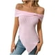 thumbnail image 1 of Blusas para Mujeres Casual Color Sólido de un Hombro Delgado Dividido, Arco Detalle Poliéster Elastano Superior, 1 of 9