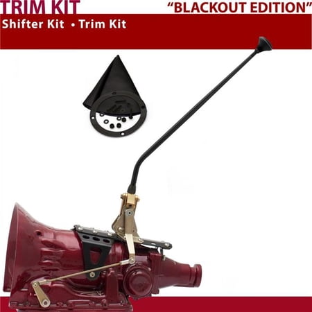 American Shifter 518 Shifter Kit 23 in. Trim Kit Black Dual Shift Black Boot Ringed Knob for D0287