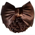 thumbnail image 1 of For Ladies Bowknot Accent Snood Net Barrette Hair Clip Hairnet Brown, 1 of 2