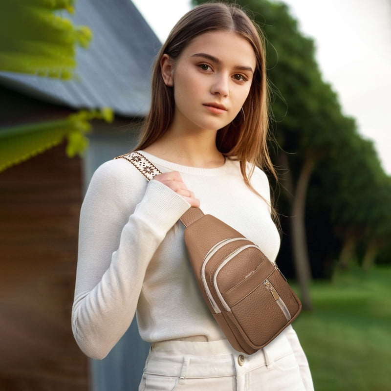 FALAN MULE Crossbody Bags for Women Trendy Leather Sling Chest Bag Fanny Packs for Women