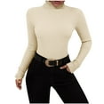 thumbnail image 2 of GaThRRgYP Spring Tops for Women 2025,Womens Tops Dressy Casual,Fashion Women Solid Long Sleeve Pullove Turtleneck Casual Sweater Tops, 2 of 8