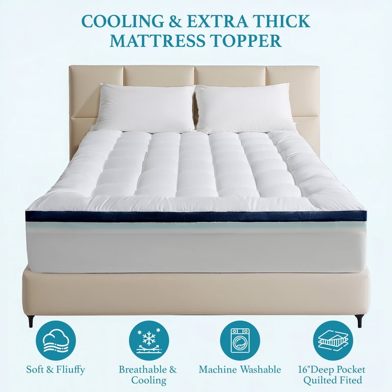 Sonoro Kate 4" Dual Layer Mattress Topper, Queen, Cooling Gel photo 2