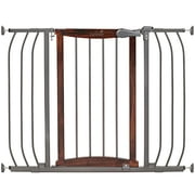 Summer Anywhere Decorative Walk-Thru Baby Gate, Walnut Wood and a Metal Charcoal Accent Finish – 30” Tall, Fits Openings up to 28” to 42.5” Wide, Baby and Pet Gate for Doorways and Stairways