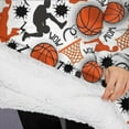 thumbnail image 3 of Oversized Wearable Blanket Hoodie,Orange Basketball Players Pattern Sherpa Blanket Hoodie with Super Pockets,Super Warm Fuzzy Pullover for Women & Men, 3 of 6