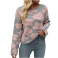 thumbnail image 1 of Japceit Hauts à Manches Longues pour Femmes, Mode Décontractée, Imprimé Floral, Col Rond, Tricoté, Manches 3/4, 1 of 6