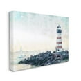 thumbnail image 3 of Stupell Industries Red Stripe Lighthouse Rocky Beach Coast Sailboat Waters, 40 x 30,Design by Ziwei Li, 3 of 5