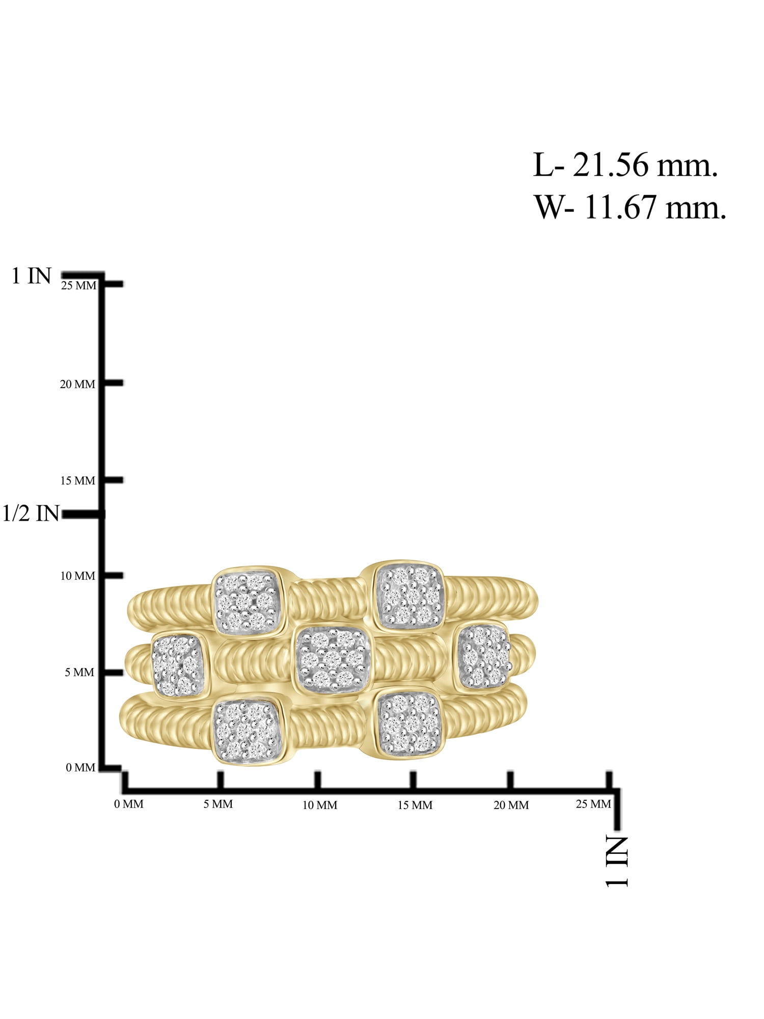 JewelersClub Stackable Diamond Rings for Women – 1/5 Carat White Diamond Ring Jewelry– 14K Gold Plated Silver Stackable Bands for Women –– Stackable Ring Set by JewelersClub
