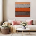 thumbnail image 5 of Orange Wooden Wall Art Painting on Canvas, Grey Stripe Gradient Country Rustic Grain Canvas Art Home Prints Wall Art Framed Modern Artwork for Living Room Bedroom Wall Decor 20x20in, 5 of 9