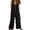 v#86Black232, variant on Womens Jumpsuits Solid Color 1Pc Waist Shirring Sleeveless Crew Neck Loose Fit With Side Pocket Ankle Length For Running Graceful Overalls,Blue,S