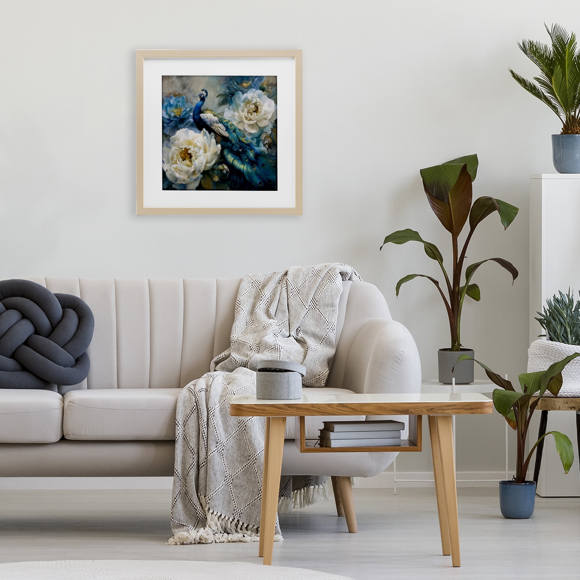 Stupell Industries Pretty Peacock with Roses Birch Framed Print Under Glass, design by Tina LeCour