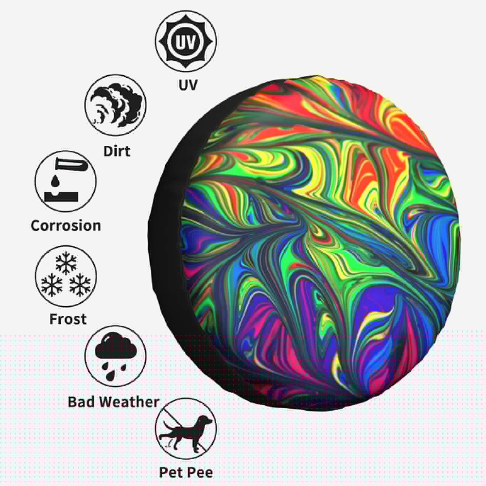 thumbnail image 6 of Kll Pride Rainbow Tire Cover,Universal Wheel Tire Cover For Trailer, Rv, Suv, Truck,Camper And Many Vehicle,(17 Inch), 6 of 7