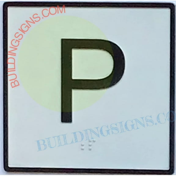 Elevator Floor Number P Sign- Elevator JAMB Plate Floor P Sign (White Backround,CAST Iron,4X4 INCH)-The Iron Man LINE(ref062022)