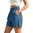 thumbnail image 7 of Women's Soft Cotton Elastic Waistband Shorts with Pockets, Pull On Casual Summer Bottoms with Relaxed Fit, Comfortable Everyday Shorts with Tummy Control for Active Walking,, 7 of 7