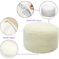 thumbnail image 6 of Ottoman Stuffed with PP Cotton Pouf Filler, Velvet Floor Pouf,Round Ottoman Foot Stool Cushion Storage Ottoman, 20 * 12 Inches Foot Rest for Living Room, Home Decor (Ivory Stripe), 6 of 18