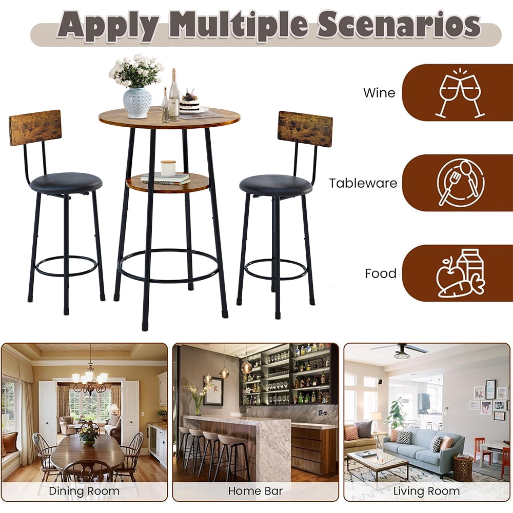Round breakfast bar table online and stools set